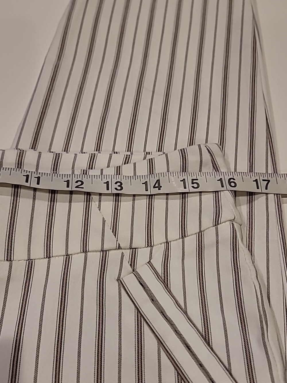 Soho Apparel White and Brown Vertical Stripe Cropped Pants - Picture 6 of 10